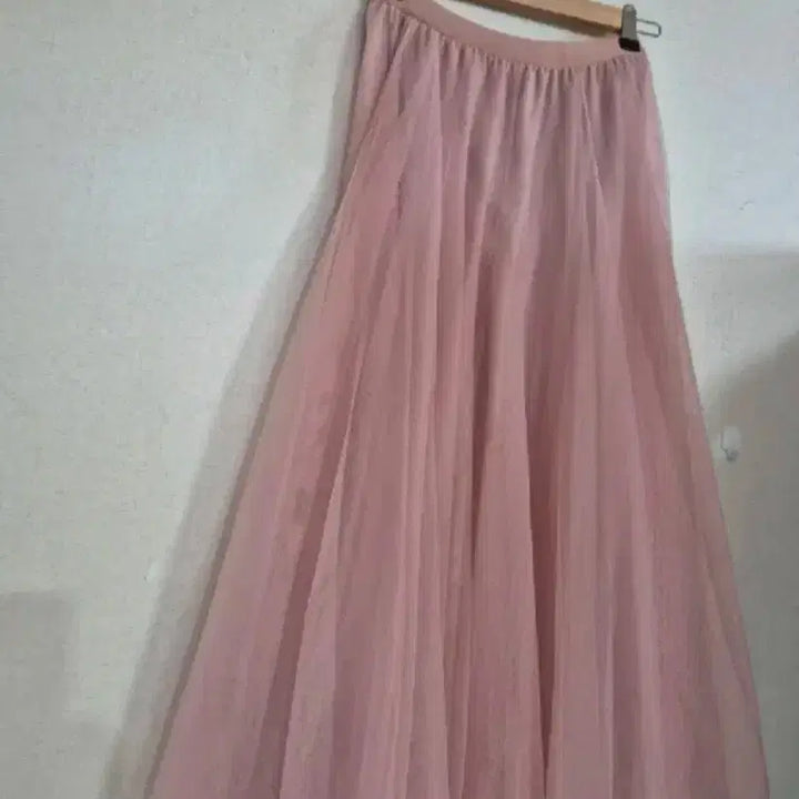 [BUNJANG] Pink Chiffon Long Skirt / 3겹 풍성한 핑크 샤롱스커트  26-30