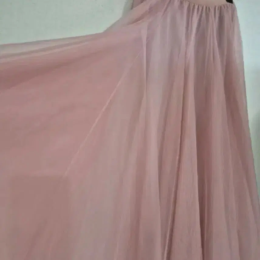 [BUNJANG] Pink Chiffon Long Skirt / 3겹 풍성한 핑크 샤롱스커트  26-30