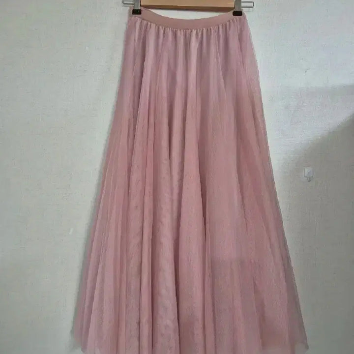 [BUNJANG] Pink Chiffon Long Skirt / 3겹 풍성한 핑크 샤롱스커트  26-30