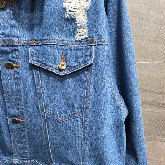 [BUNJANG] Embellished Denim Jacket / 아주 예쁜  청자켓,  비즈장식카라 스팽글  데미지 청자켓 , 거의