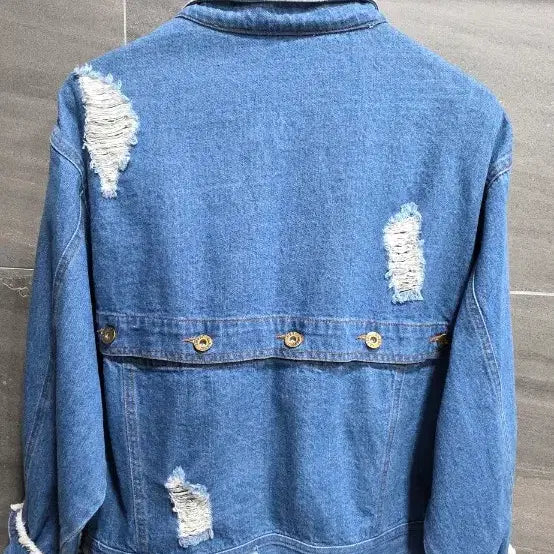 [BUNJANG] Embellished Denim Jacket / 아주 예쁜  청자켓,  비즈장식카라 스팽글  데미지 청자켓 , 거의