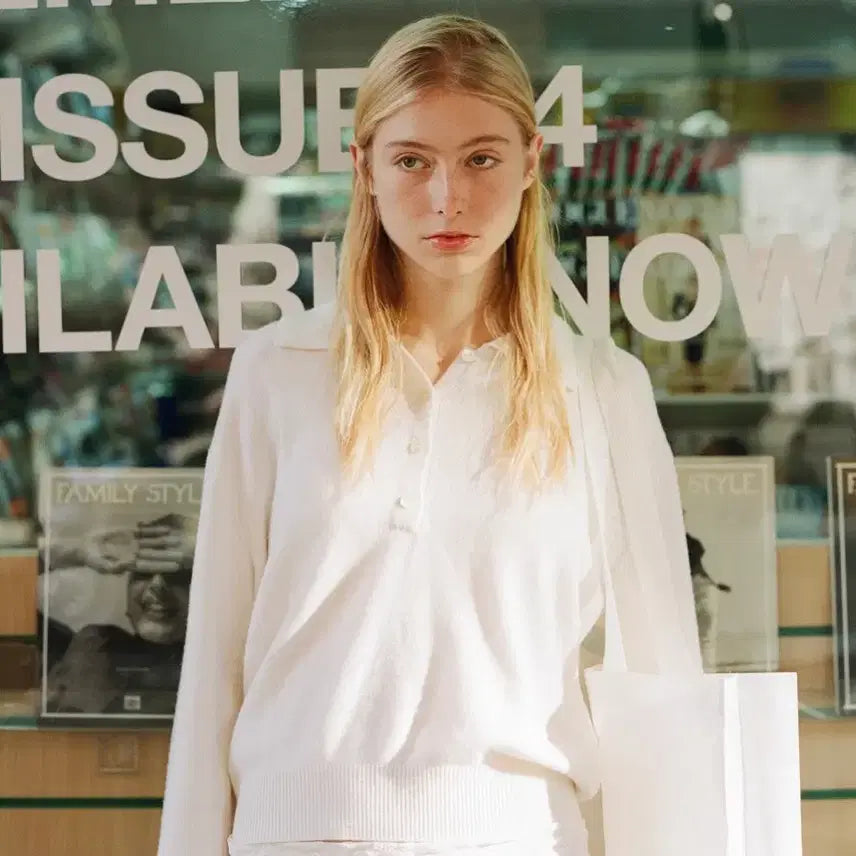[BUNJANG] Low Classic Merino Cashmere Open Collar Sweater (Ivory) / 로우클래식 메리노 캐시미어 오픈카라 스웨터 (아이보리)
