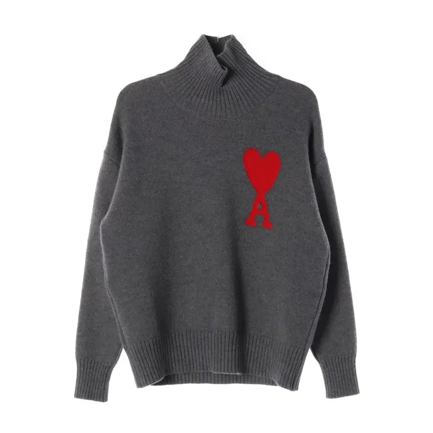 [BUNJANG] AMI Big Heart Logo Turtleneck Wool Knit Sweater / 아미 빅 하트 로고 터틀넥 울 니트 스웨터