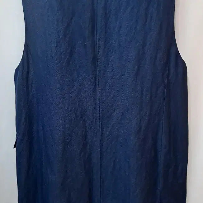 [BUNJANG] Navy Linen Blend Vest / 마 롱 네이비 조끼