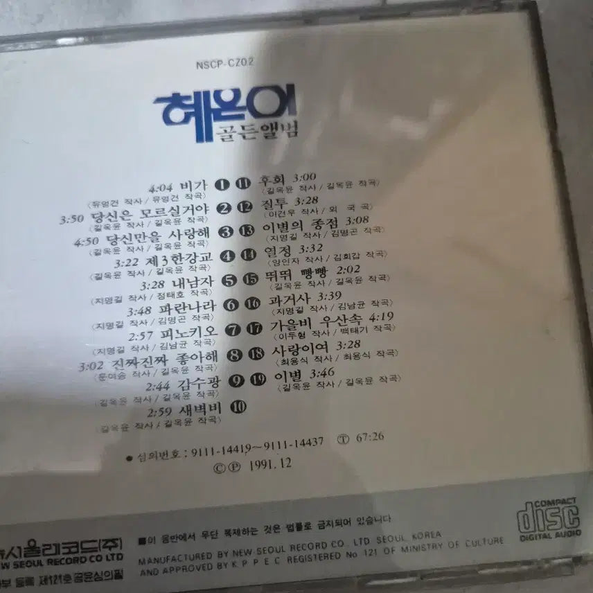 [BUNJANG] Hye Eun-i Golden Album CD / 혜은이 골든앨범 CD