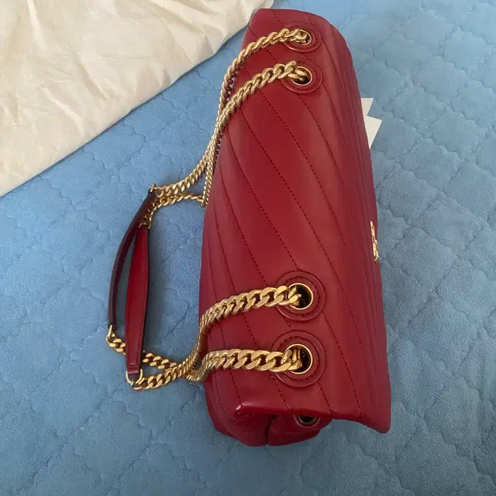 [BUNJANG] Tory Burch Kira Chevron Shoulder Bag Redstone / 토리버치 키라 쉐브론 숄더백 레드스톤