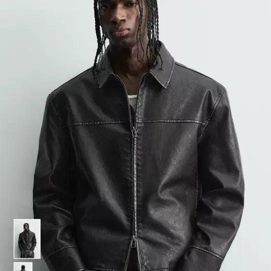 [SOLD OUT] ZARA 가죽자켓 남성 XL 워싱 페이크 레더 자켓