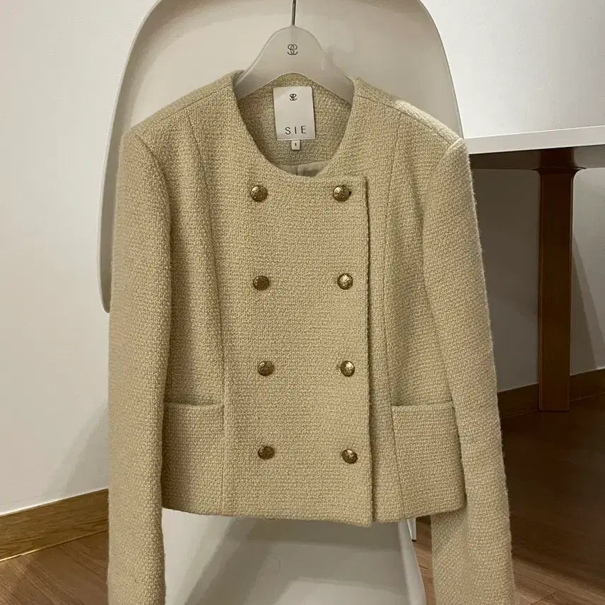 [BUNJANG] Sie Beca Tweed Double Jacket Lime Mint S / sie 시에 베카 트위드 더블 자켓 라임민트 S