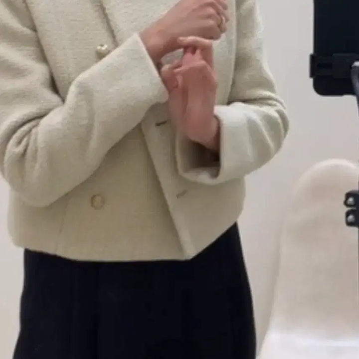 [BUNJANG] Sie Beca Tweed Double Jacket Lime Mint S / sie 시에 베카 트위드 더블 자켓 라임민트 S
