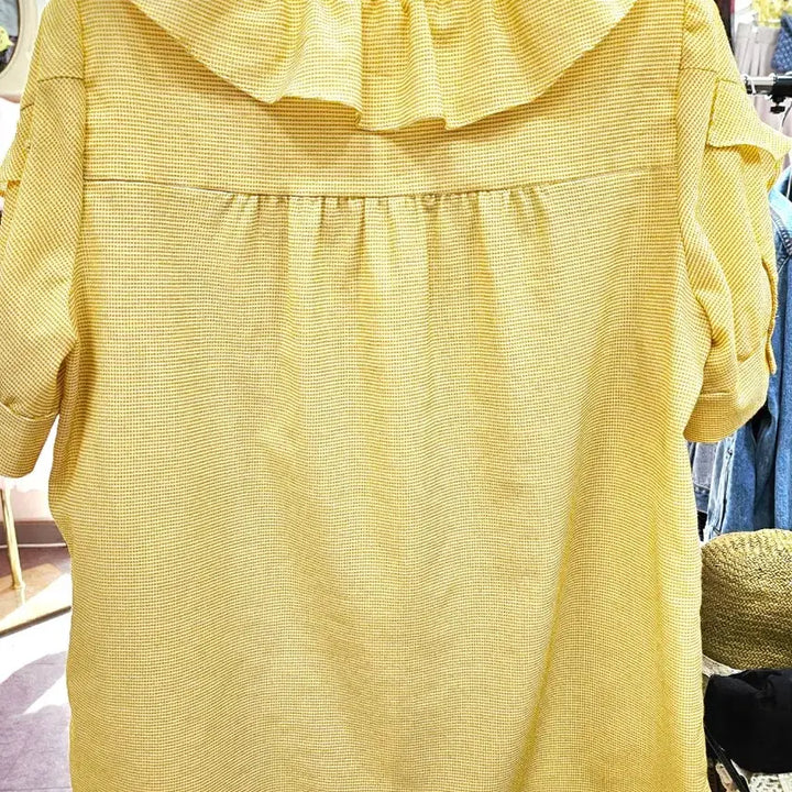 [SOLD OUT] 라인 프릴 여름 반팔 블라우스(55)