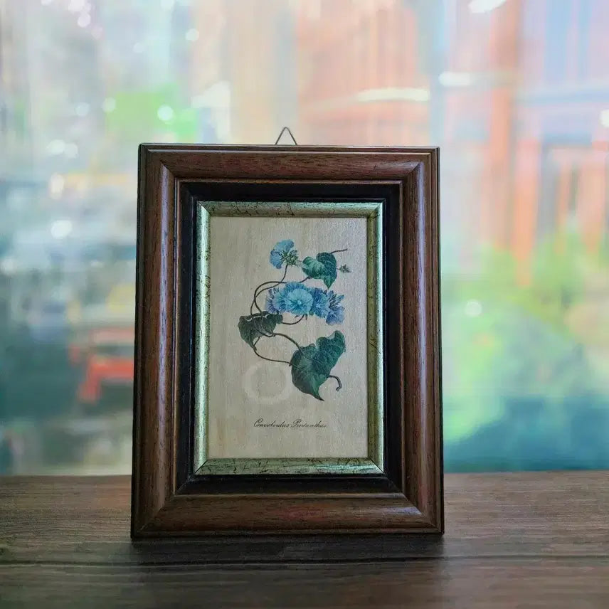 [BUNJANG] Vintage Blue Floral Wood Frame Picture Frame / 빈티지 블루꽃 우드 프레임 액자