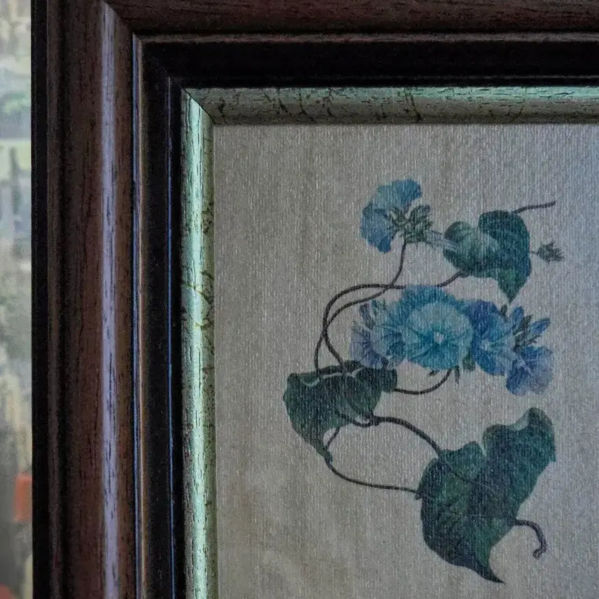 [BUNJANG] Vintage Blue Floral Wood Frame Picture Frame / 빈티지 블루꽃 우드 프레임 액자