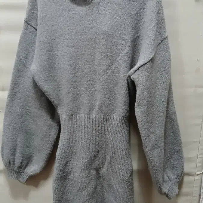 [BUNJANG] Gray Knit Hooded Midi Dress (Size 66) / 회색 니트 후드 원피스66