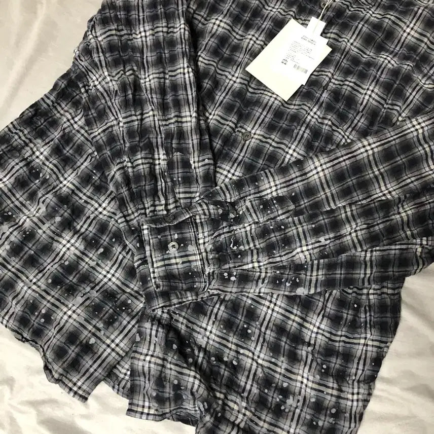 [SOLD OUT] 3) 폴리테루 컨트리 체크 셔츠 워시드 네이비 페인티드