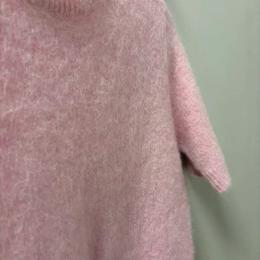 [BUNJANG] Alpaca Blend Short Sleeve Knit Top / 핑크 알파카 반팔 니트