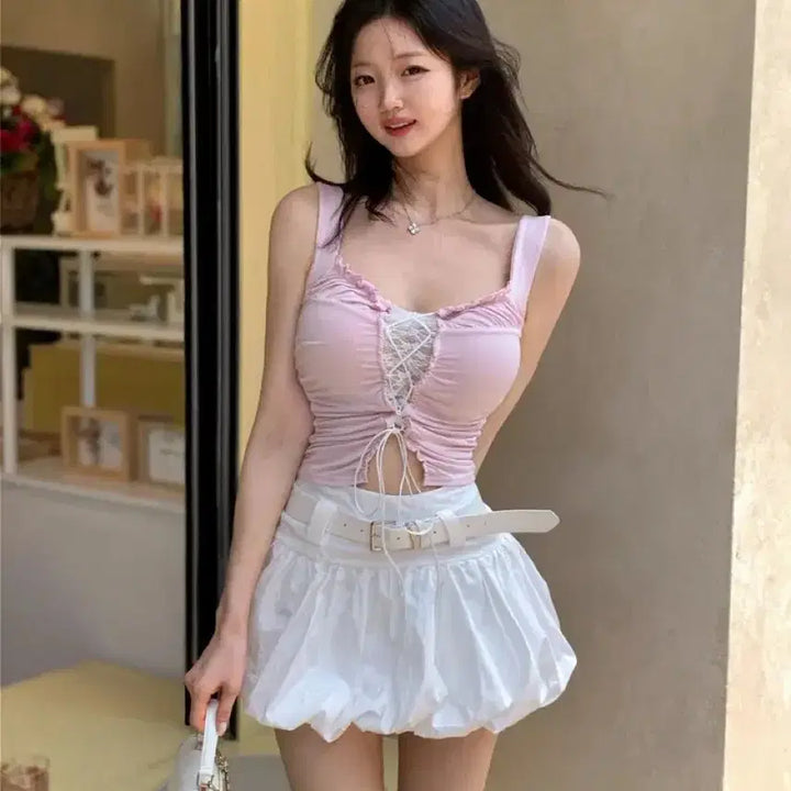 [BUNJANG] Jeanne Belt Balloon Skirt / 잔느 벨트 벌룬 스커트