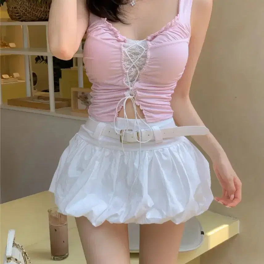 [BUNJANG] Jeanne Belt Balloon Skirt / 잔느 벨트 벌룬 스커트
