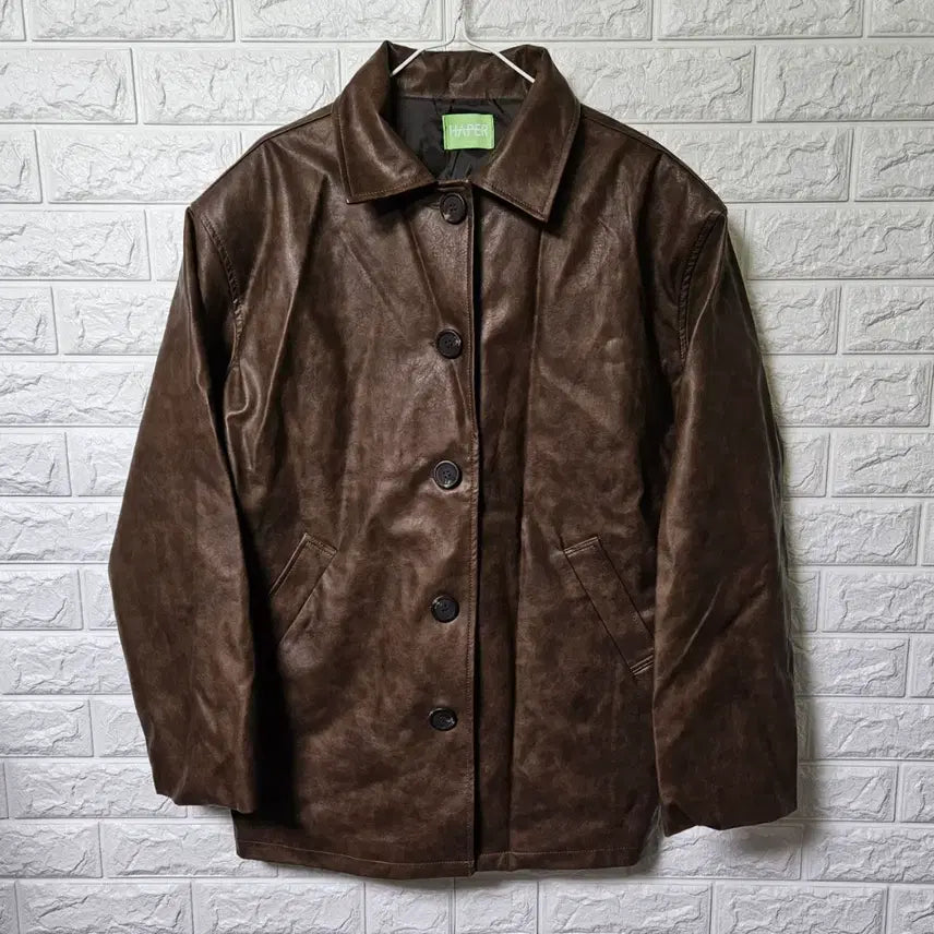[BUNJANG] HAPER Brown Leather Car Coat / HAPER 브라운 레더 카코트 판매합니다