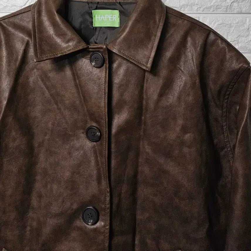 [BUNJANG] HAPER Brown Leather Car Coat / HAPER 브라운 레더 카코트 판매합니다