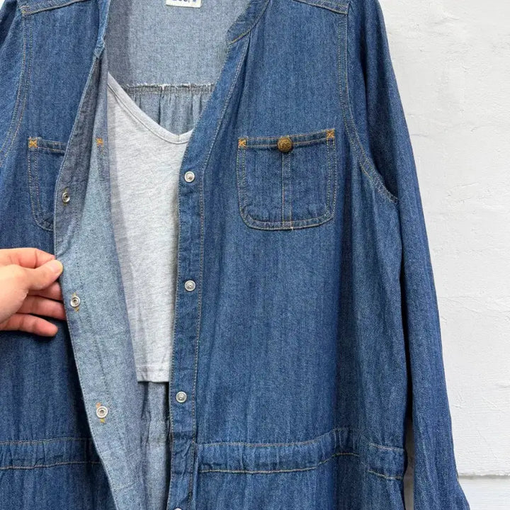 [BUNJANG] Lee Denim Snap Button Midi Dress / Lee 리 스냅 버튼 데님 청 원피스 M