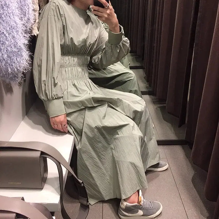 [BUNJANG] ZARA Shirred Long Anorak Dress - Khaki, S Size / 자라 셔링 롱 원피스 카키 /S사이즈 아노락원피스 맥시ops/무료배송