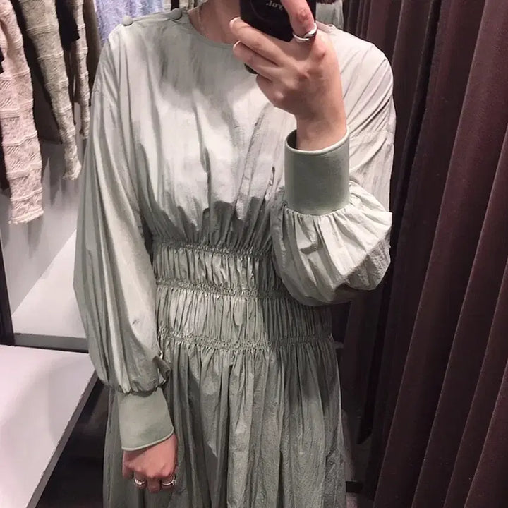[BUNJANG] ZARA Shirred Long Anorak Dress - Khaki, S Size / 자라 셔링 롱 원피스 카키 /S사이즈 아노락원피스 맥시ops/무료배송