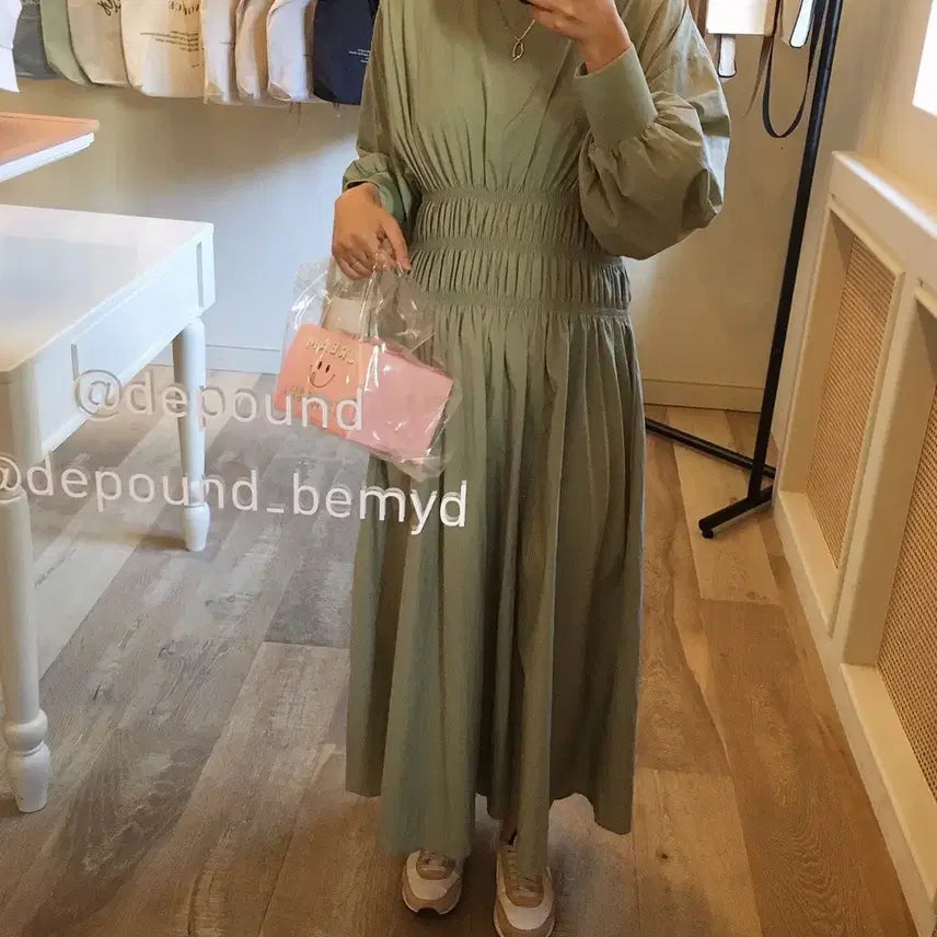 [BUNJANG] ZARA Shirred Long Anorak Dress - Khaki, S Size / 자라 셔링 롱 원피스 카키 /S사이즈 아노락원피스 맥시ops/무료배송