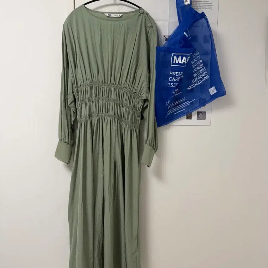 [BUNJANG] ZARA Shirred Long Anorak Dress - Khaki, S Size / 자라 셔링 롱 원피스 카키 /S사이즈 아노락원피스 맥시ops/무료배송