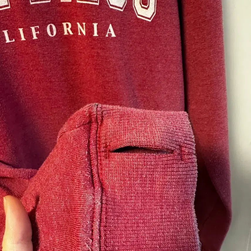 [BUNJANG] Vintage Washed Pink Fleece Sweatshirt / 빈티지 핑크 워시드 기모 맨투맨