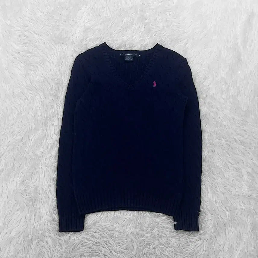 [SOLD OUT] 폴로 랄프로렌 포니 로고 브이넥 케이블 니트 네이비