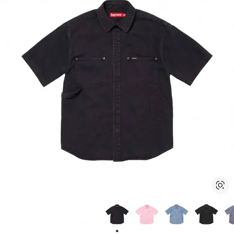 [SOLD OUT] 슈프림 루즈핏 숏슬리브 데님 페인터 셔츠 블랙 - 24SS