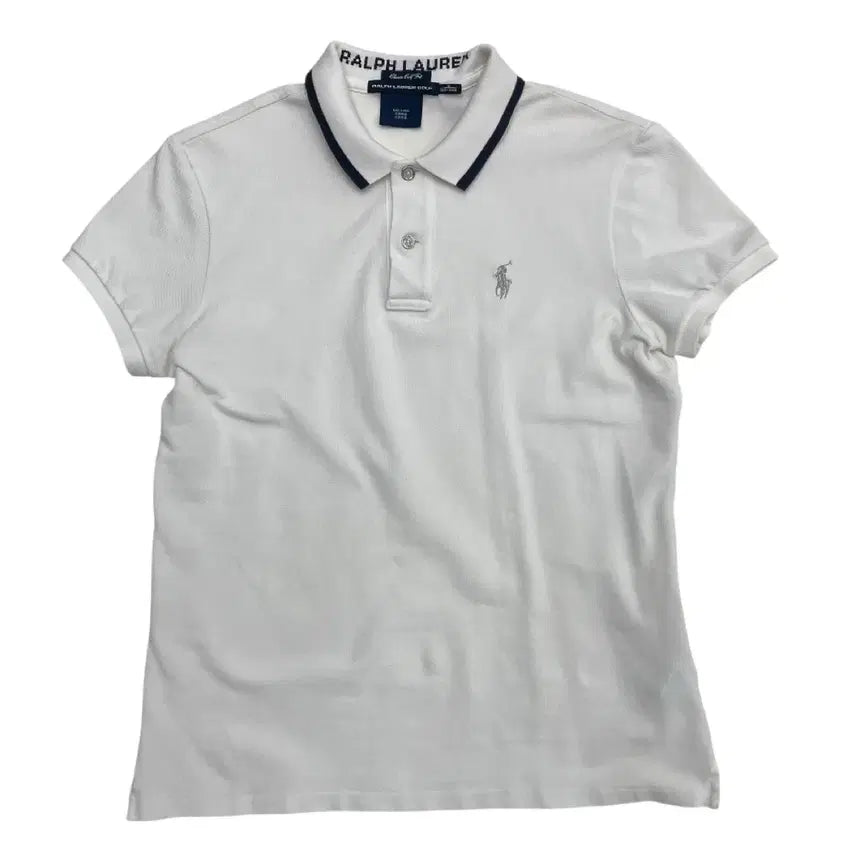[BUNJANG] Polo Ralph Lauren Silver Pony Navy White Collar Short Sleeve Shirt / 폴로 랄프로렌 실버포니 네이비배색 화이트 카라 반팔 S