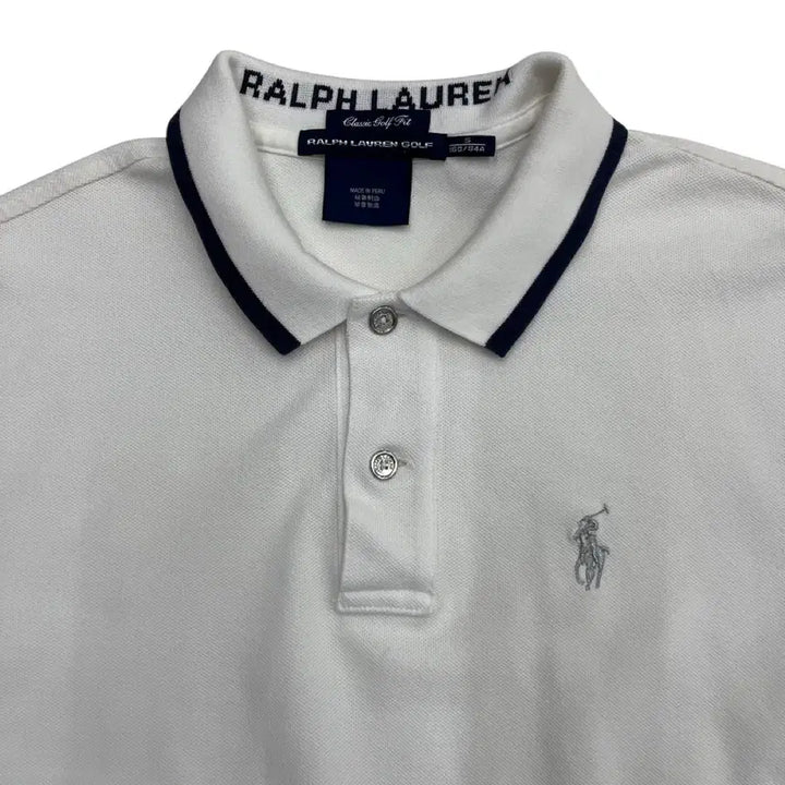 [BUNJANG] Polo Ralph Lauren Silver Pony Navy White Collar Short Sleeve Shirt / 폴로 랄프로렌 실버포니 네이비배색 화이트 카라 반팔 S