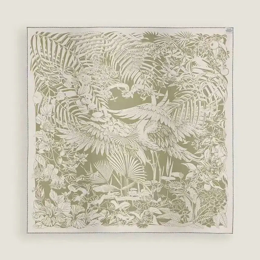 [BUNJANG] Hermes Jungle Design Green Scarf / 에르메스 패턴 스카프 그린 정글 디자인