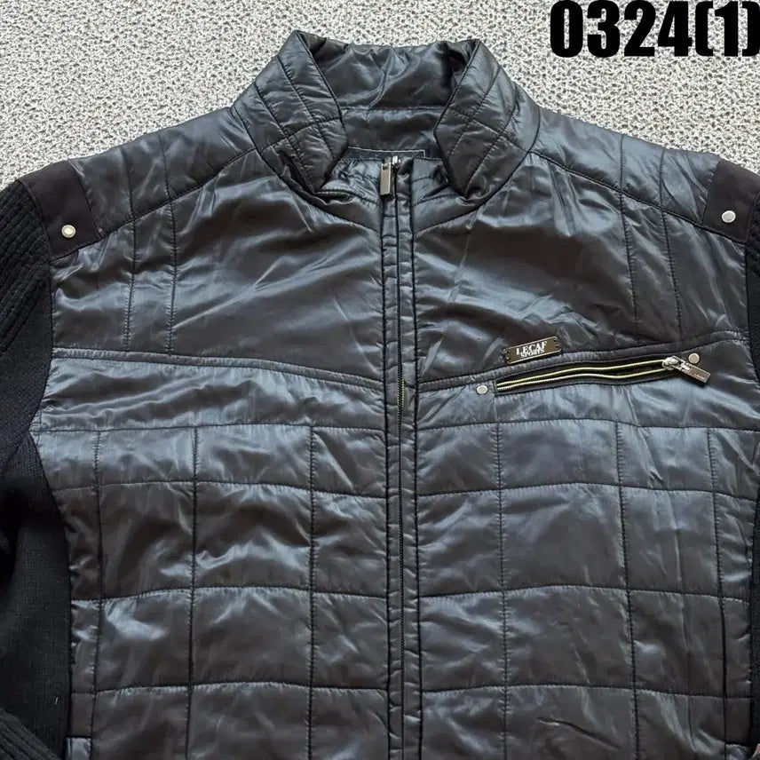 [SOLD OUT] LECAF 블랙 퀼팅 니트 혼방 자켓 100