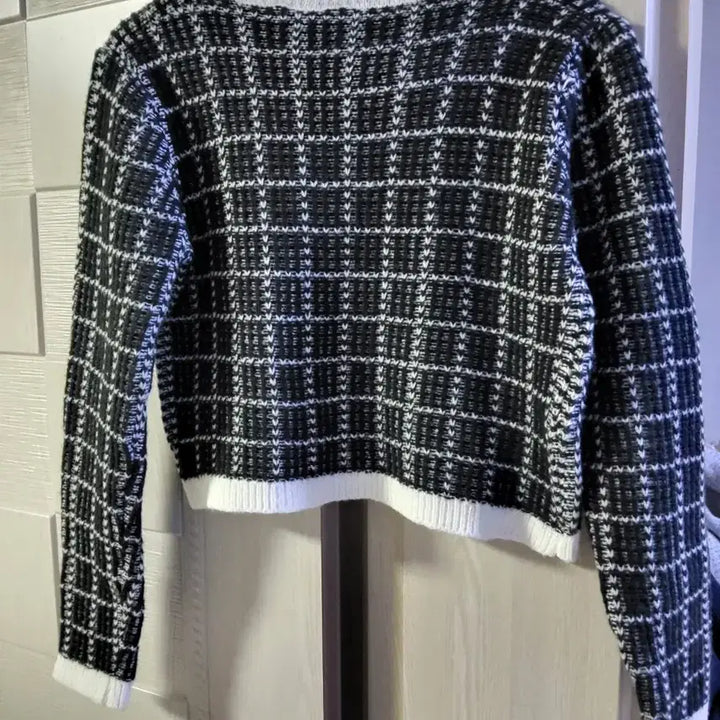 [BUNJANG] Tweed Knit Cardigan / 체크 트위드 니트 가디건 미착용