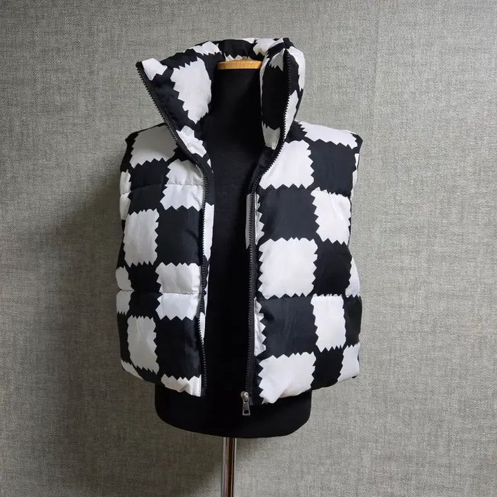 [BUNJANG] Grid Pattern Cotton Padded Vest (M) / 격자무늬 솜패딩조끼(M)