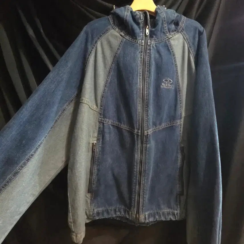 [BUNJANG] Travel Front Denim Windbreaker Blue / 트래블 프론트 백 데님 윈드 브레이커 블루