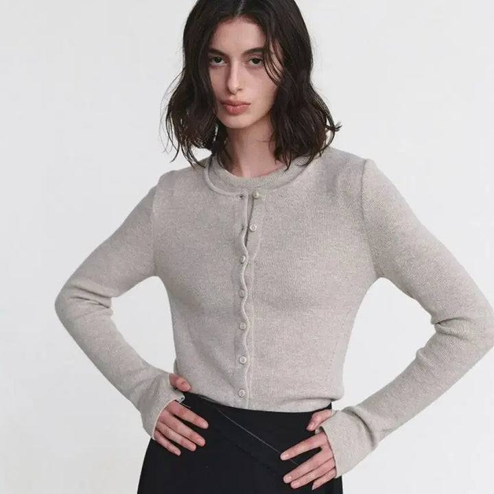 [BUNJANG] Loeuvre Layered Knit Oatmeal Color Top / 루에브르 레이어드 니트 오트밀컬러