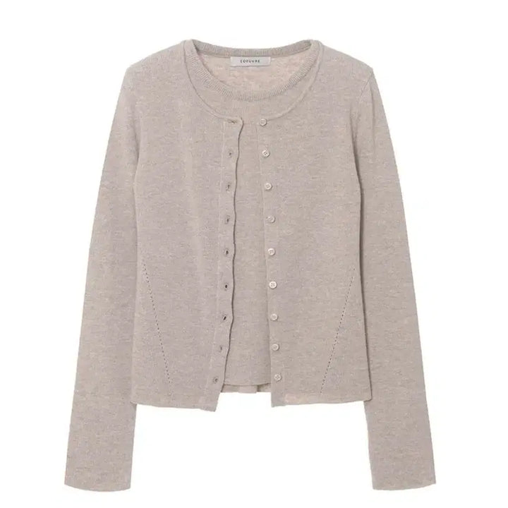 [BUNJANG] Loeuvre Layered Knit Oatmeal Color Top / 루에브르 레이어드 니트 오트밀컬러