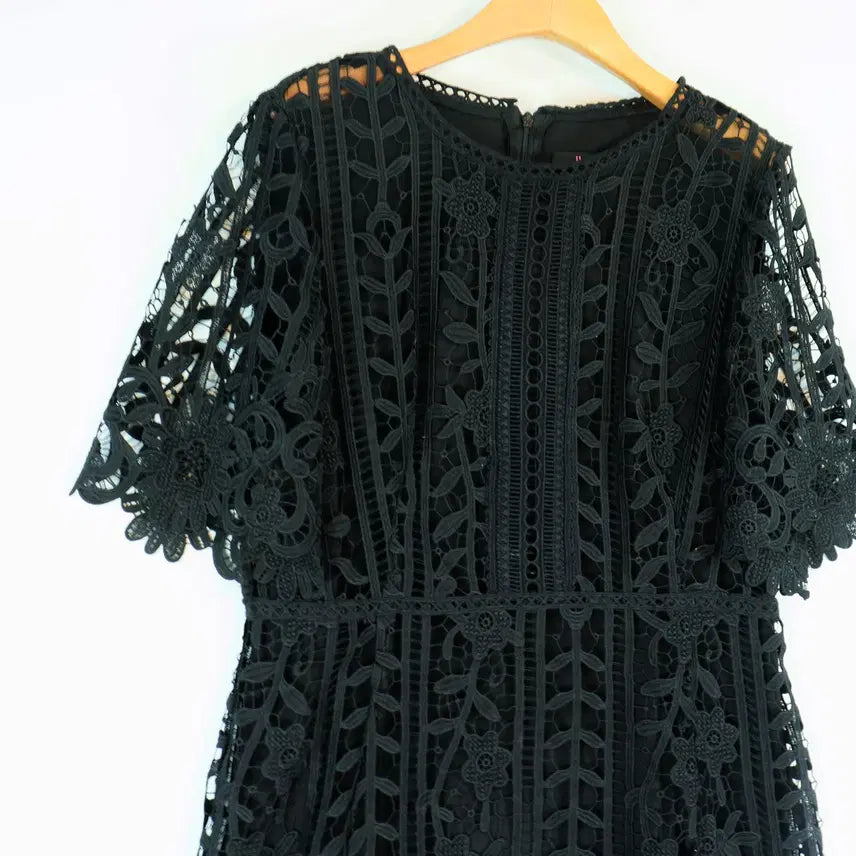 [SOLD OUT] JJ JIGOTT 블랙 레이스 원피스 하객룩 반팔 원피스