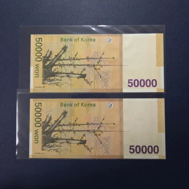 [BUNJANG] Rare Uncirculated "Shin Ripiter" / "Shin Raider" 50,000 Won Banknotes (2 bills) / 귀한 미사용 신리피터/ 신레이더 오만원권 2장모두 희귀지폐수집용