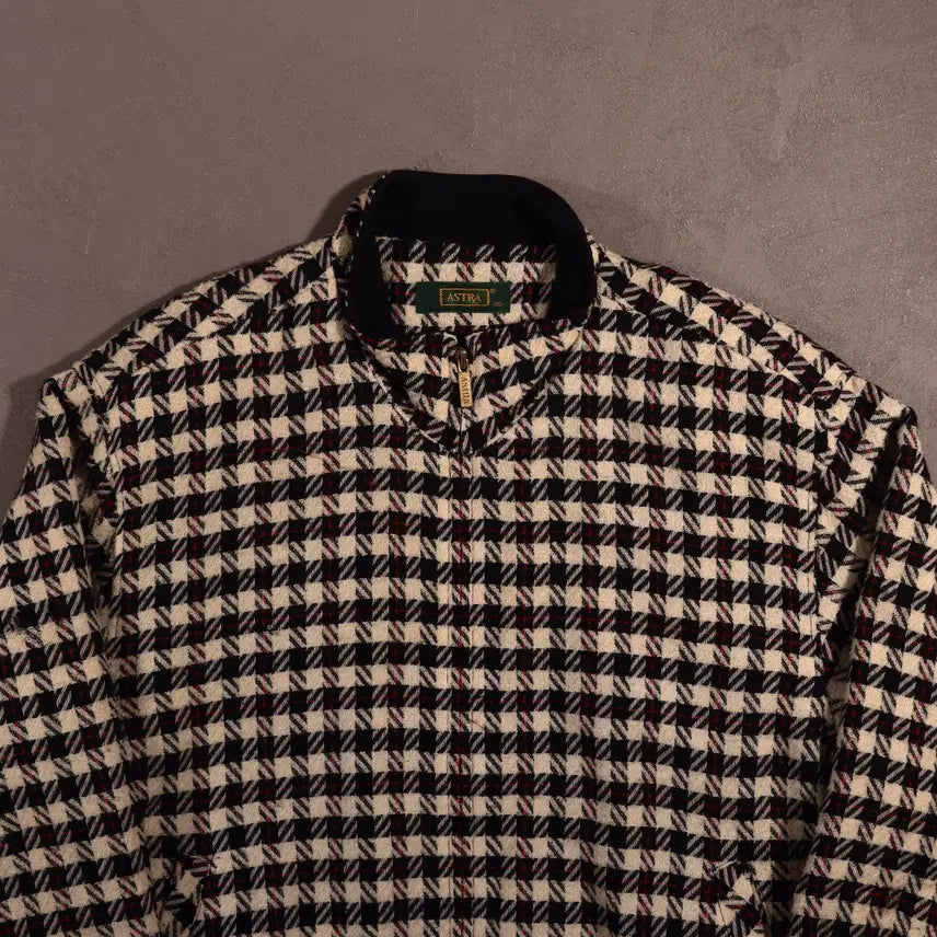 [BUNJANG] Vintage Houndstooth Wool Check Bomber Jacket / 빈티지 하운드투스 울 체크 봄버자켓 C518