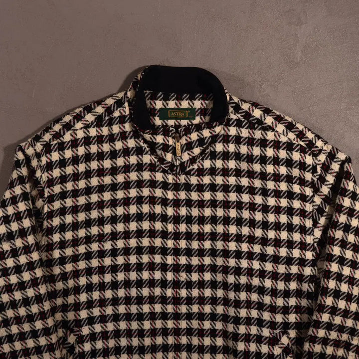 [BUNJANG] Vintage Houndstooth Wool Check Bomber Jacket / 빈티지 하운드투스 울 체크 봄버자켓 C518