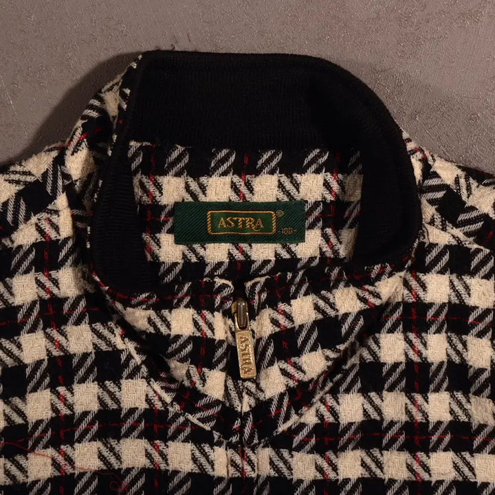 [BUNJANG] Vintage Houndstooth Wool Check Bomber Jacket / 빈티지 하운드투스 울 체크 봄버자켓 C518