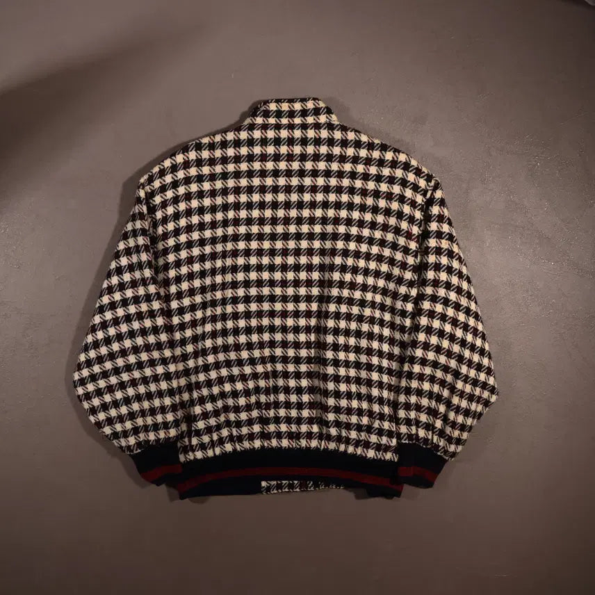 [BUNJANG] Vintage Houndstooth Wool Check Bomber Jacket / 빈티지 하운드투스 울 체크 봄버자켓 C518