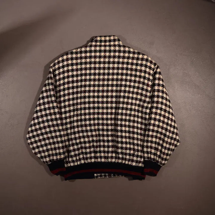 [BUNJANG] Vintage Houndstooth Wool Check Bomber Jacket / 빈티지 하운드투스 울 체크 봄버자켓 C518