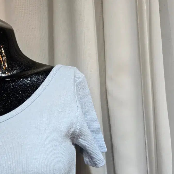 [BUNJANG] Sky Blue Ribbed Short Sleeve T-shirt / 하늘 골지 반팔