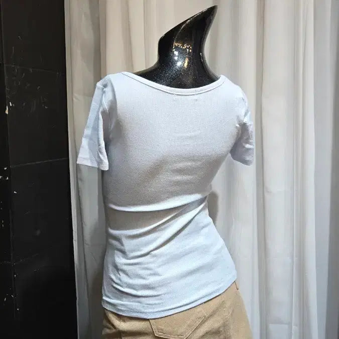 [BUNJANG] Sky Blue Ribbed Short Sleeve T-shirt / 하늘 골지 반팔