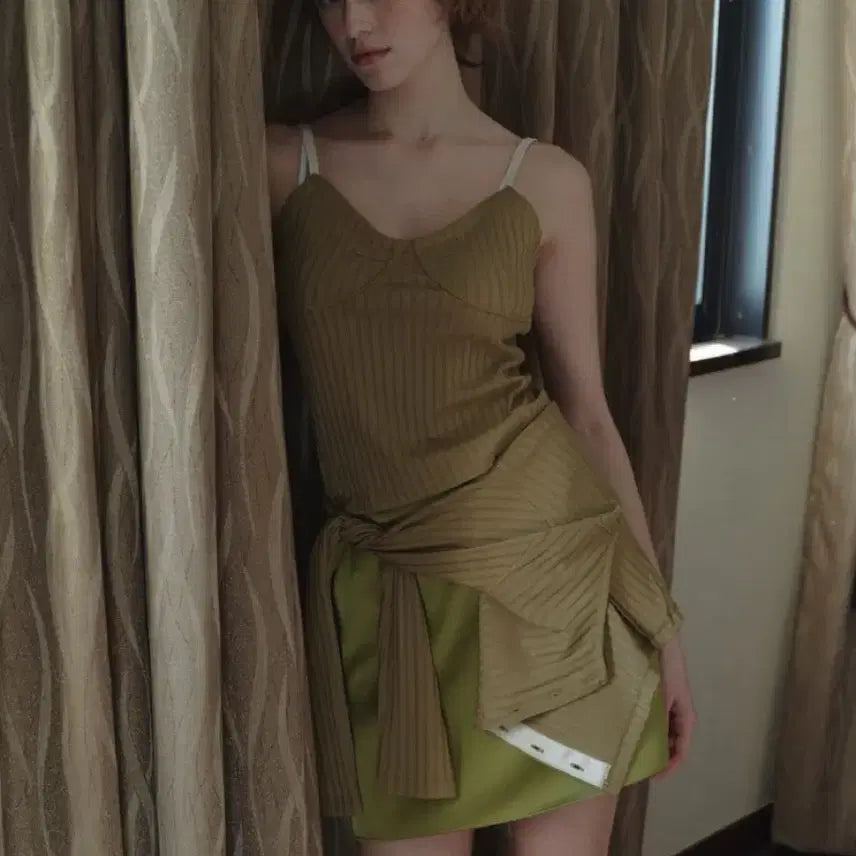 [BUNJANG] Ribbonbit Olive Mini Skirt / 리본빛 올리브 미니스커트